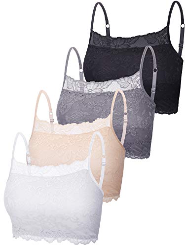 4 Pack Women Soft Lace Cami Stretch Half Camisole Top