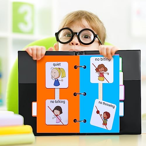 Communication Book Small Tools for Visual Schedule Picture Cards Include 3 Ring Binder Dividers Adhesive Labels Card Dividers for Kids ADHD