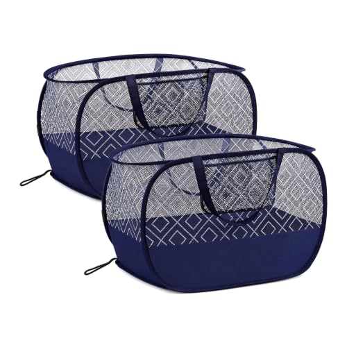 100L Extra Large Mesh Pop Up Laundry Hamper with Lid and Handles