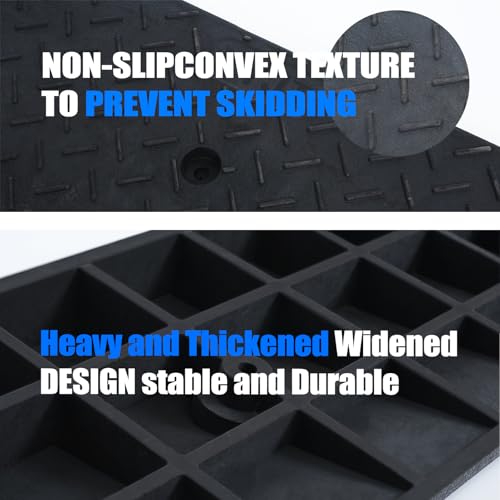 2 Pack 2'' Rise Rubber Curb Ramp Heavy Duty Loading Rubber Curb Ramps 3 Tons Driveway Ramp Car Slope Ramp for Loading Dock Bike Vehicle Warehouse Sidewalk Wheelchair