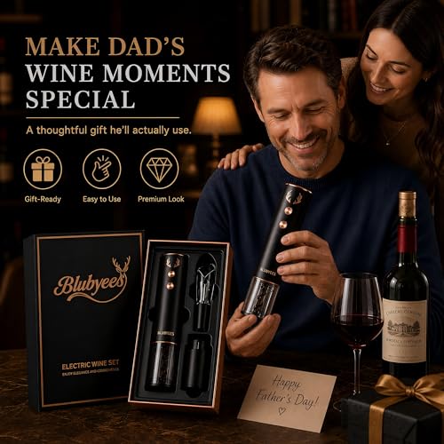 4-in-1 Rechargeable Electric Wine Opener Set - Automatic Corkscrew, Foil Cutter, Aerator Pourer, Vacuum Stopper - Wine Lovers Gifts for Women and Men