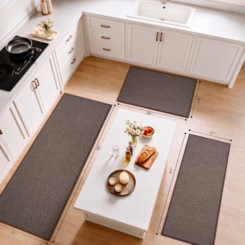 Kitchen Rugs Non Slip Washable Kitchen Mat for Floor Khaki 17"x71"