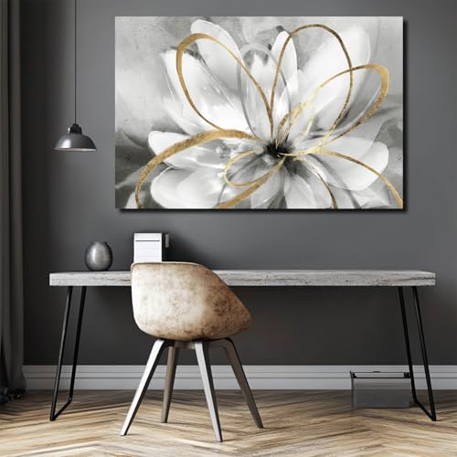 Black White Wall Art Abstract Canvas Grey Living Room Pink Home Decor Bedroom Art Work Modern Framed Wall Decor Extra Large Flower Poster Pictures