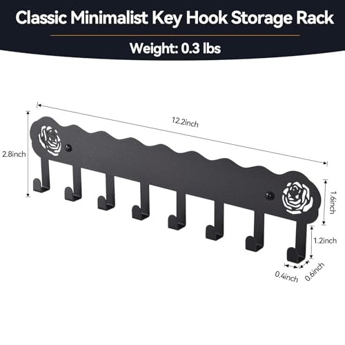 Key Holder Hooks Organizer Hanger Rack Wall Mounted with Screws and 8 Hooks