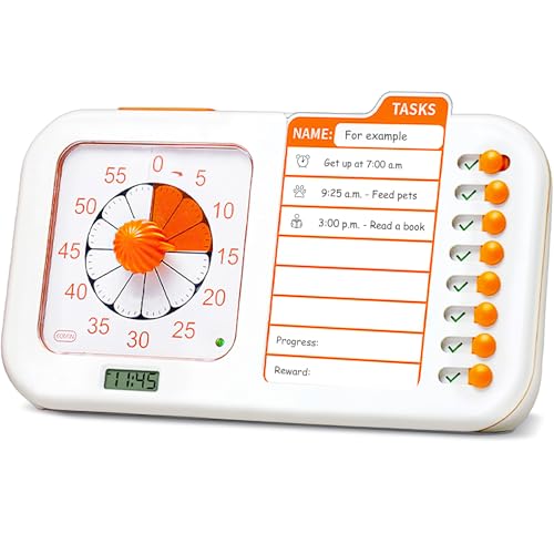 3-in-1 Visual ADHD Timer for Kids with Planning Board, Task Timer for Adults with ADHD, Chore & Schedule Planner, Autism & ADHD Tools with Checklist for Home School, Classroom, Homeschool Supplies
