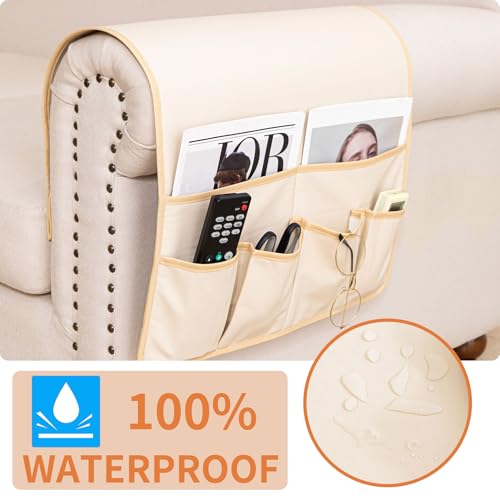 Anti Slip Sofa Armrest Organizer Arm Chair Bedside Caddy Storage Organizer For Recliner Couch With 6 Pockets For Cell Phone Tv Remote Control