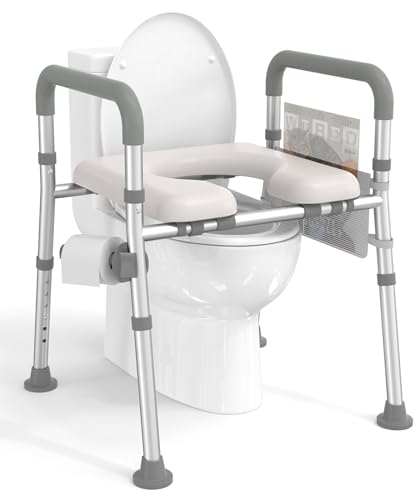 Toilet Seat Riser for Seniors with Adjustable Height & Width