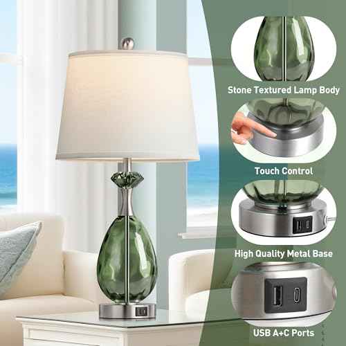 Coastal Glass Table Lamps Set of 2