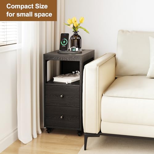 Bedroom Nightstand with Charging Station