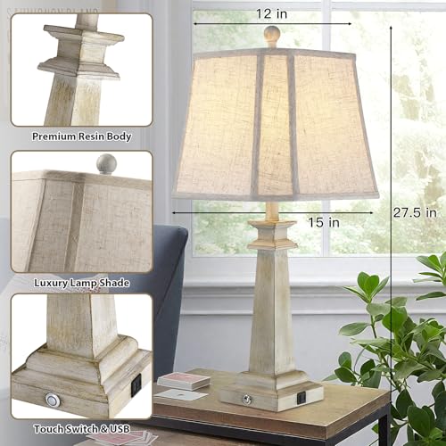 27.5" Farmhouse Table Lamp for Living Room