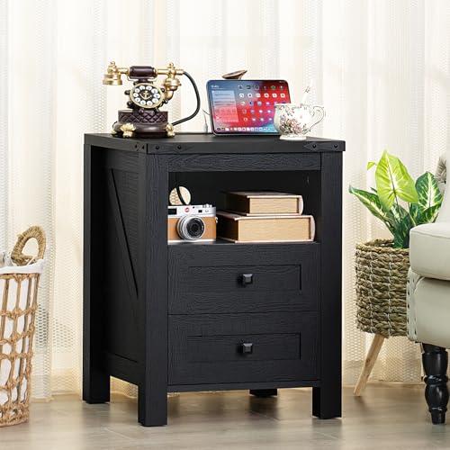 Farmhouse Nightstand with Charging Station and USB Port