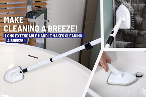Shower Scrubber 3 in 1 Extendable Long Handle 58" Cleaning Brush