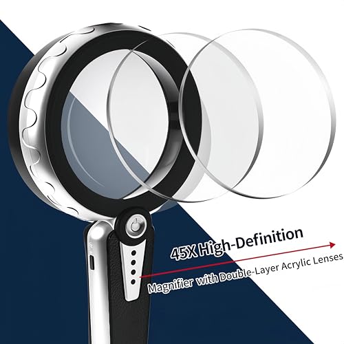 45x Magnifying Glass with Light for Reading