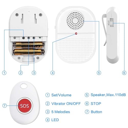 Wireless Caregiver Pager Call Button Nurse Alert System Call Bell for Home