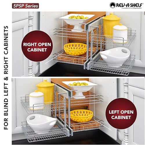 Chrome Two Tier Wire Bottom Optimizer for Blind Corner Cabinet Openings