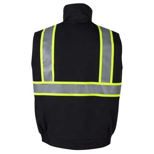 Safety Vest High Visibility Reflective Fleece Winter Vest for Men with Pockets Hi Vis Construction Work Vest