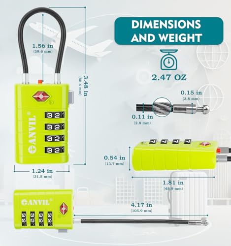 TSA Approved Luggage Locks with Search Alert Indicator