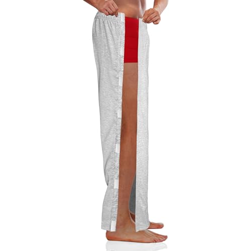 Men's Tearaway Pants for Post Surgery 2 Side Velcro Breakaway Open Bottom Sweatpants Women Loose Fit Rip Off Cotton Pants