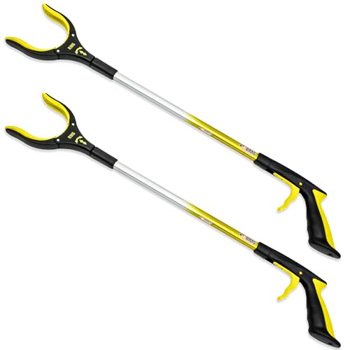 2 Pack 32 Inch Extra Long Grabber Reacher with Rotating Jaw