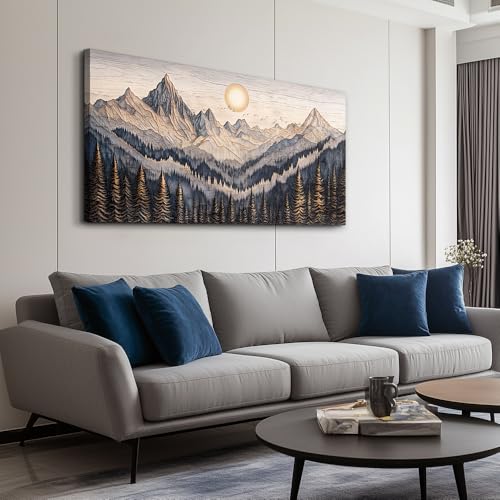 Canvas Wall Art For Bedroom Framed Decorations For Living Room Modern Office Wall Decor Lake View Painting Forest Tree Landscape Pictures Canvas Artworks Ready To Hang Home Decor