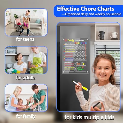 Acrylic Magnetic Chore Chart for Multiple Kids