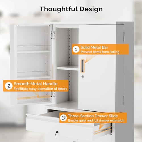 71'' Metal Kitchen Pantry Storage Cabinet with Drawer & 4 Doors