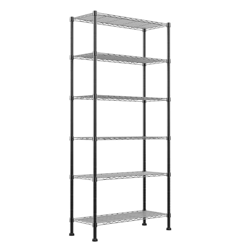6 Wire Shelving Steel Storage Rack Adjustable Unit Shelves for Laundry Bathroom Kitchen Pantry Closet