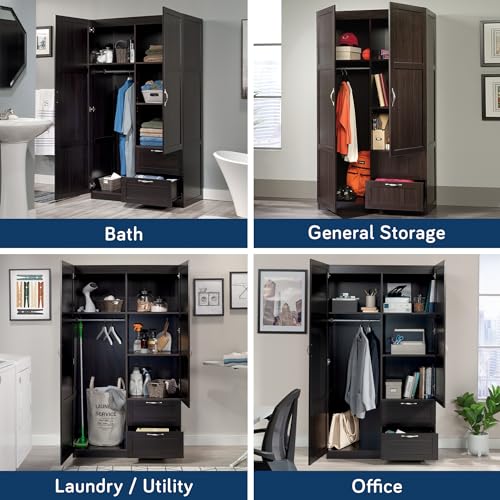 Select Multipurpose Bedroom Armoire Wardrobe Closet Pantry Storage Cabinet with Storage Drawers and Hanging Rail