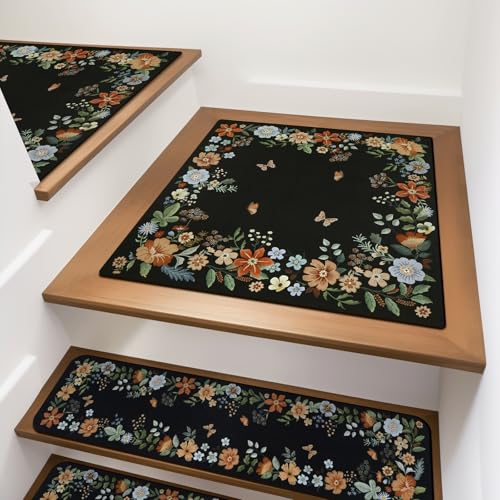 Stair Treads Non Slip Floral Stair Runner