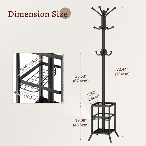 Coat Rack Stand with Umbrella Holder