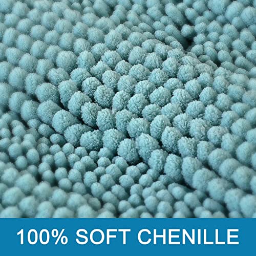 Bathroom Rugs Bath Mats Sets Super Absorbent Chenille Striped Bath Mats Non Skid Machine Wash Dry Rugs for Bathroom Floor Set of 2