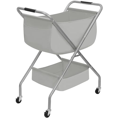 Collapsible Laundry Cart with Wheels Rolling Laundry Hamper Clothes Basket with Wheels