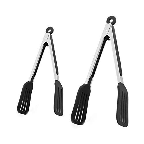 Stainless Steel Silicone Serving Tongs with Locking Handle