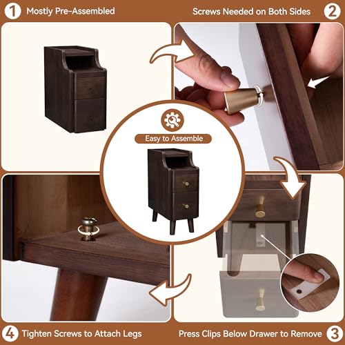 Narrow Nightstand with Drawers