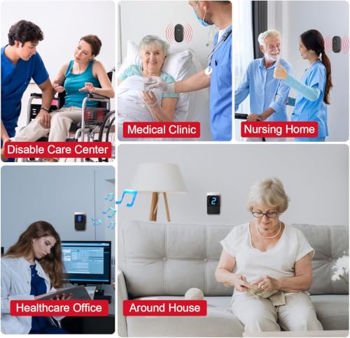 Caregiver Pager Wireless Call Button System Call Bell Alert Button Wireless Calling System for Elderly at Home
