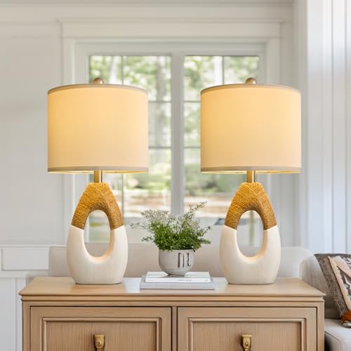 Boho Table Lamps Bedroom Living Room Set 2 Sleeping and Reading