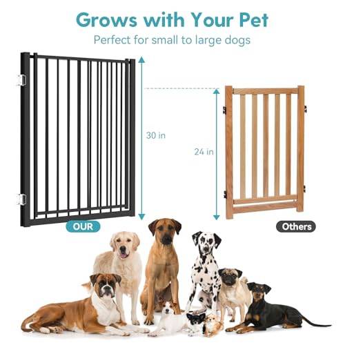 Freestanding Dog Gate with Door for Indoor & Outdoor