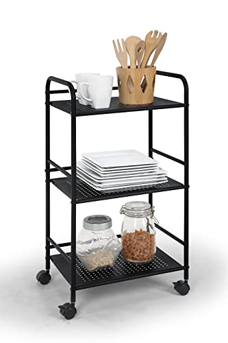Minimalist Style 3 Tier Utility Rolling Shelf Cart