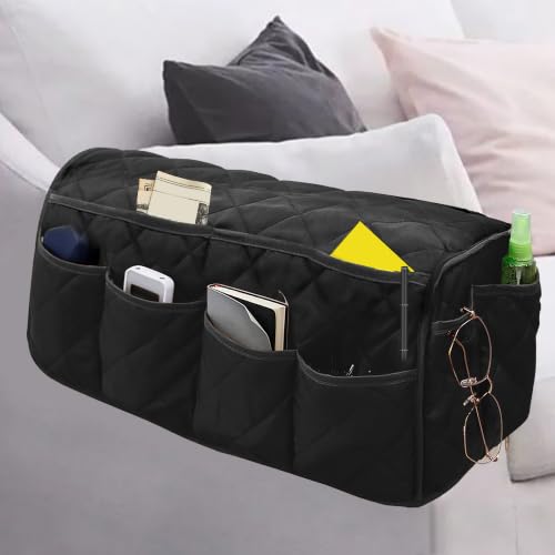 Armchair Caddy Remote Control Holder for Couch Recliner Armrest Organizer Non Slip Couch Arm Covers for Sofa with 14 Pockets Storage for Magazine