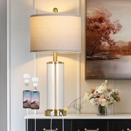Glass Table Lamps Set of 2