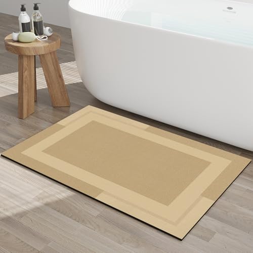 Non Slip Bath Mat Thin Bathroom Rugs Fit Under Door Quick Dry Super Absorbent Washable Bath Rug for Bathroom Floor Bathtub Shower Sink