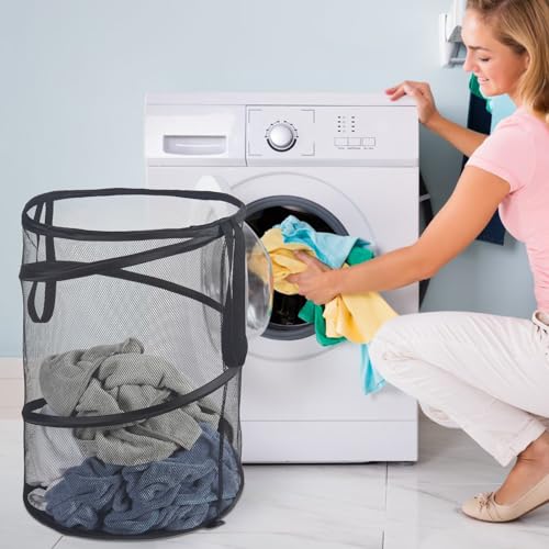 Mesh Popup Laundry Hamper 115L Foldable Laundry Basket Large Capacity Collapsible Clothing Storage Basket with Handles 26 H x 18 W x 18 L