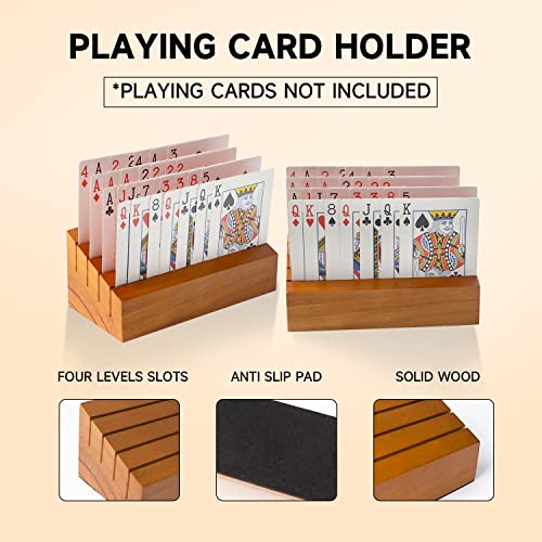 GSE Wooden Playing Card Holders Tray Racks Organizer Set
