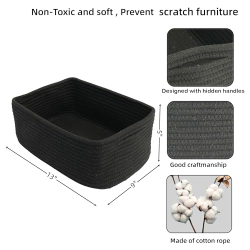 Small Woven Storage Baskets Decorative Rope Bins for Organizing Shelves