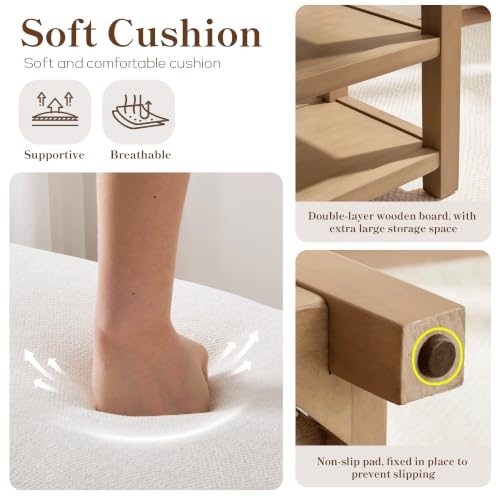 Shoe Rack Bench with Leather Cushion