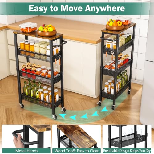 Utility Slim Storage Cart with Wheels
