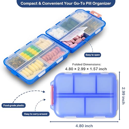 Pill Organizer with Medicine Labels Travel Daily Pill Container Mini Medication Organizer Storage Pill Organizer Pill Case 7 Day Pill Organizer