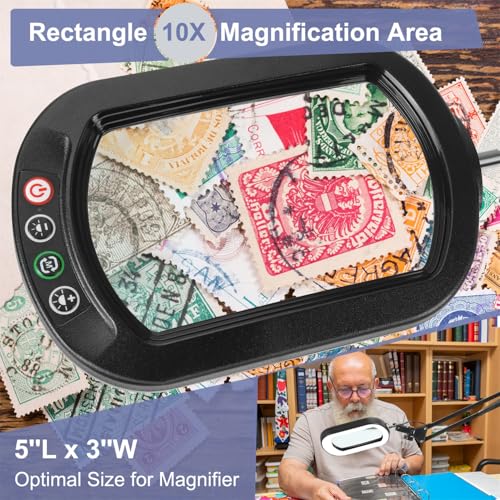 Large Magnifying Glass with Light and Clamp