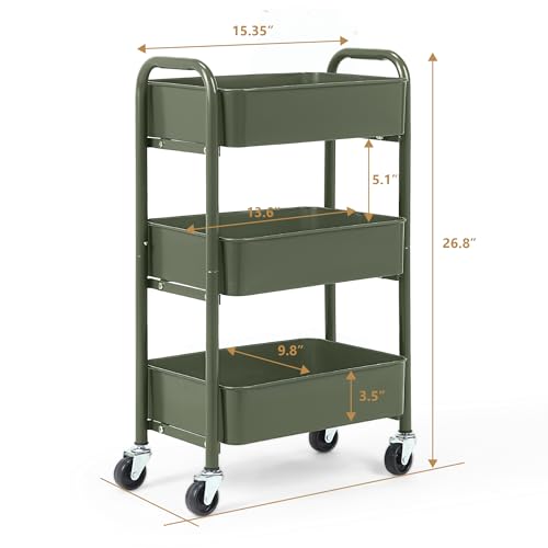 3 Tier Delicate Compact Rolling Metal Storage Organizer
