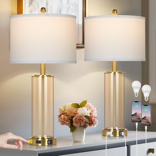 Glass Table Lamps Set of 2